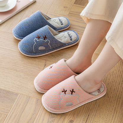 Linen Slippers House Shoes Couple Slippers Bedroom