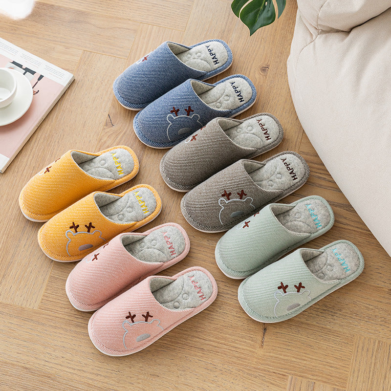 Linen Slippers House Shoes Couple Slippers Bedroom