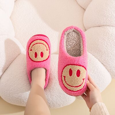 Smiley Face Slippers Pink & Yellow