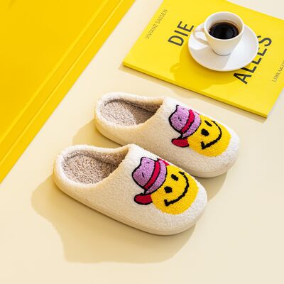 Smiley Face Slippers Yellow with Hat