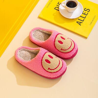 Smiley Face Slippers Pink & Yellow